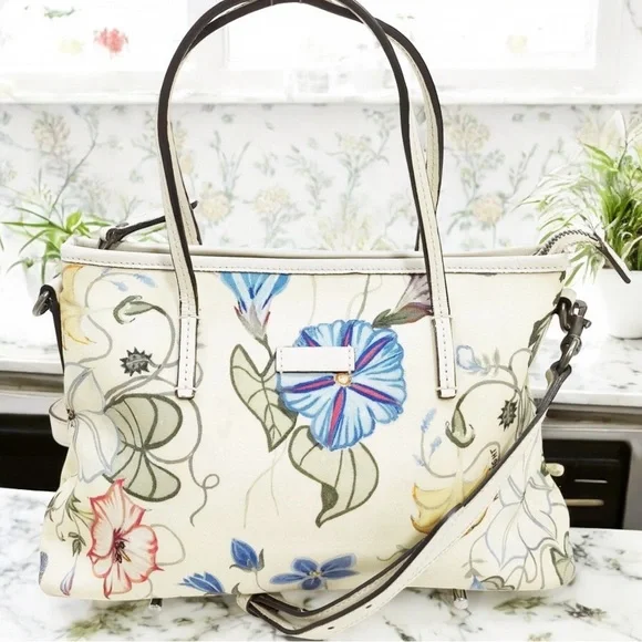 Gucci 2Way Hand Bag in Flora Knight Print Nylon FLORAL CONVERTIBLE ZIP TOTE - Picture 1 of 10